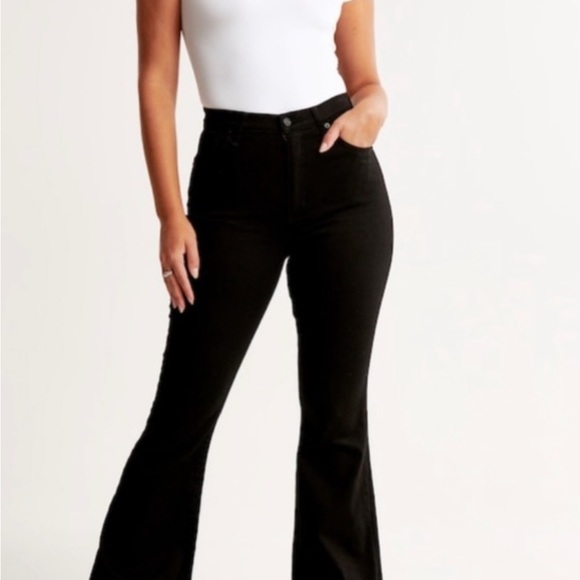 NWT Abercrombie & Fitch The Flare Ultra High Rise black jeans size 26 2 - Picture 6 of 11